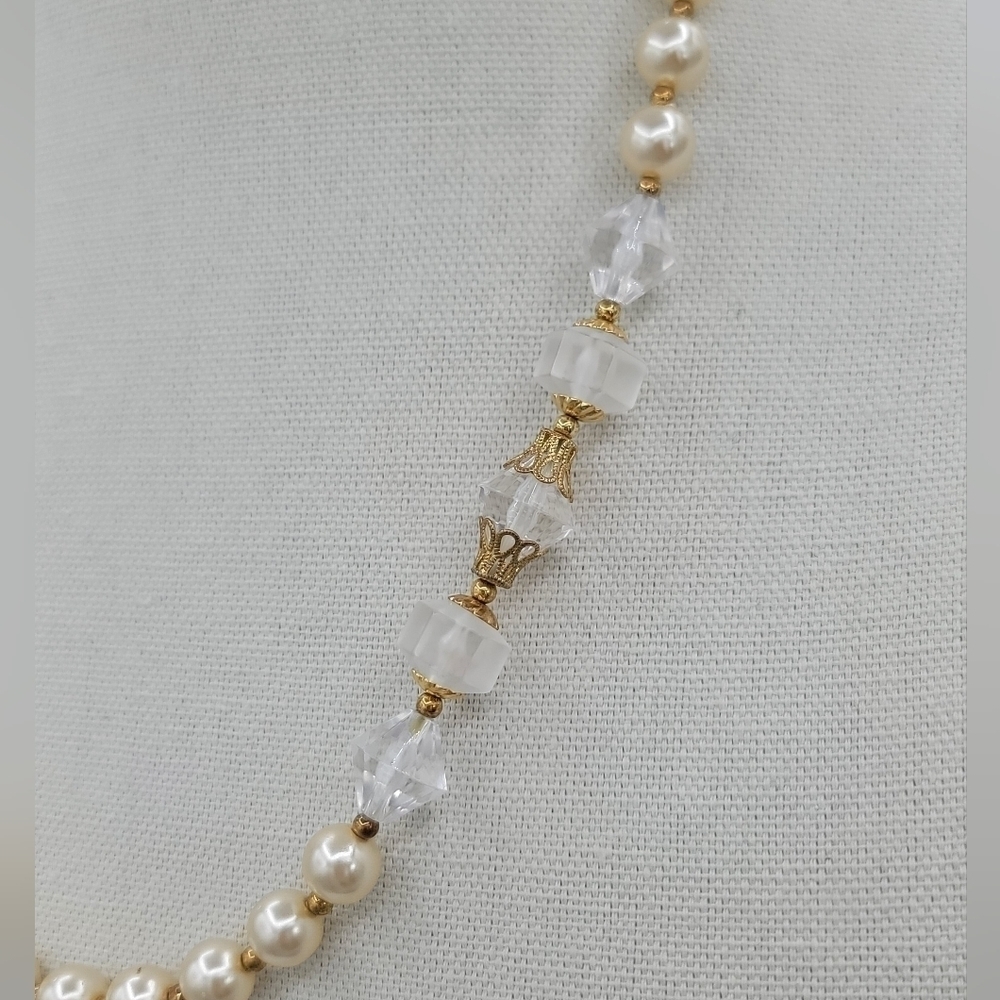 Vintage Necklaces Cream Faux Pearl Goldtone Set of 2 #1232 & 1233 - Picture 12 of 16